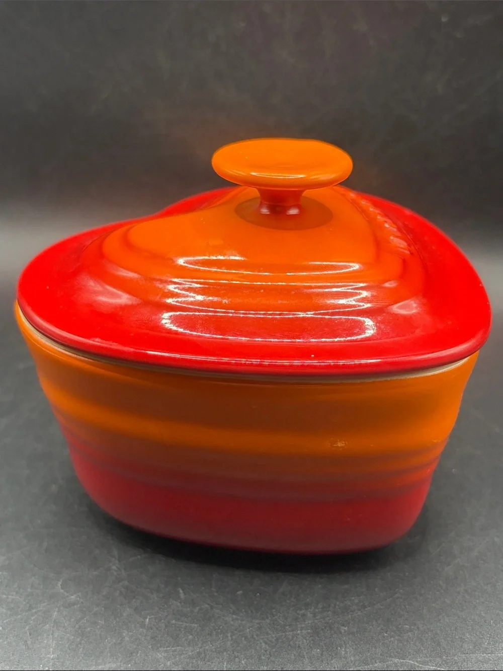 Le Creuset Petit Ramekin D'Amour Flame Red & Orange Lidded Stoneware Kitchenware